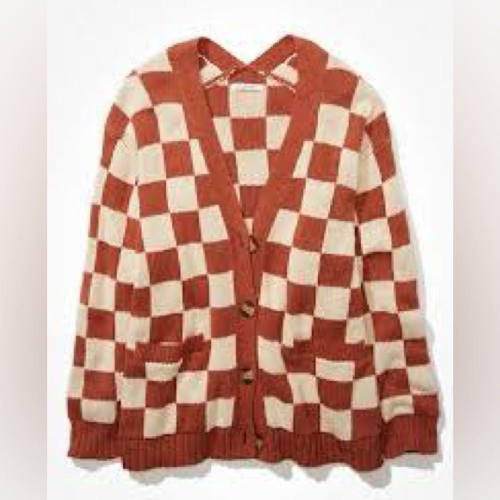 American Eagle checkered thick cardigan size s